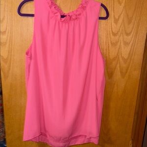 Pink Sleeveless Ruffle Neck Top